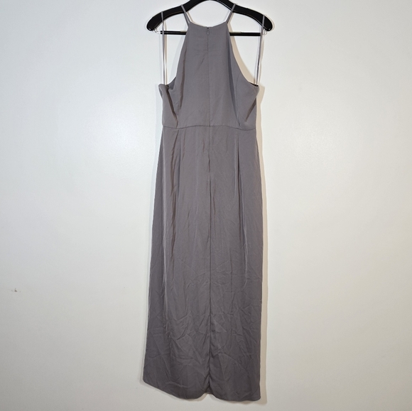 Shona Joy Core High Neck Tulip Drape Maxi Halter Dress Gray 10 - Picture 5 of 8
